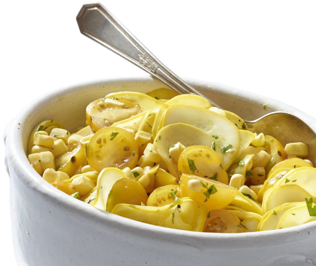 Gluten-Free Shaved Summer Squash Salad with Cherry Tomatoes and Sweet Corn Recipe