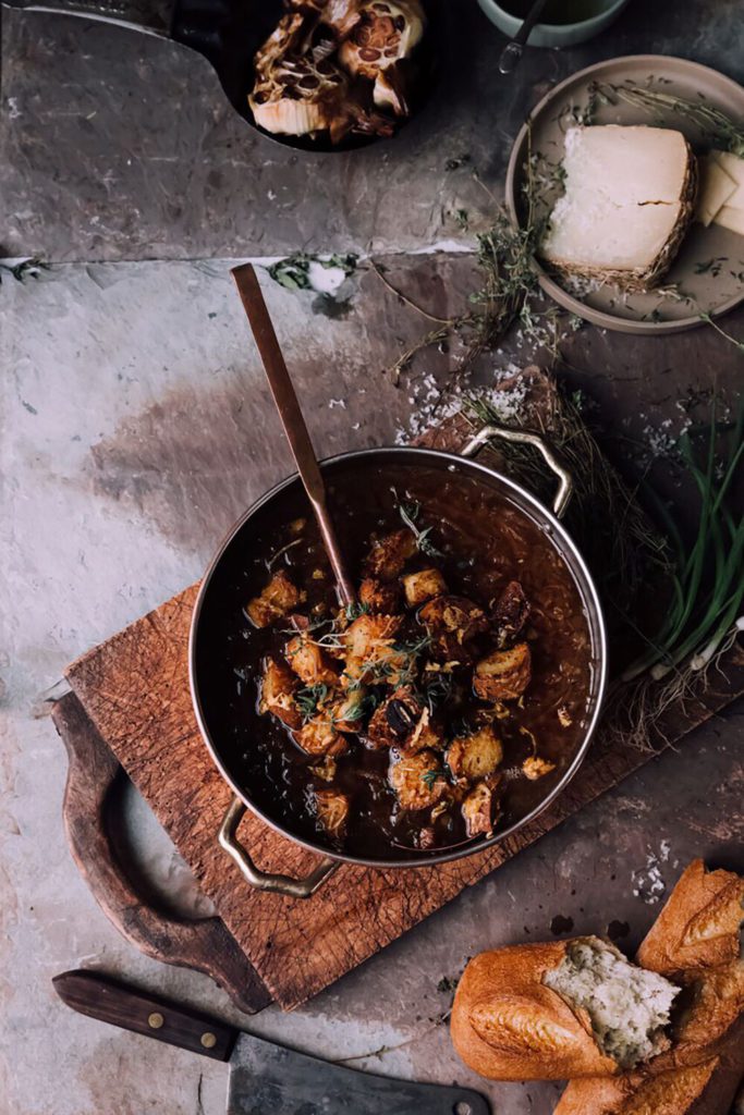 French Onion Soup with Parmesan-Garlic Croutons Gluten-Free Recipe