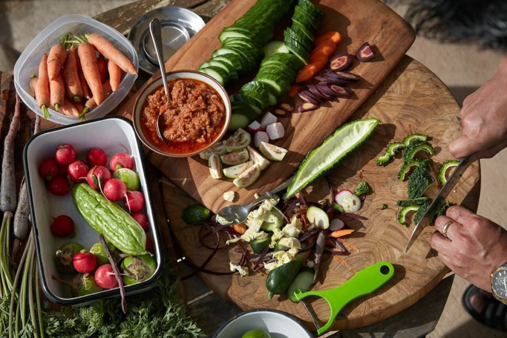 Tomato-Shrimp Relish with Raw Vegetables Gluten-Free Recipe