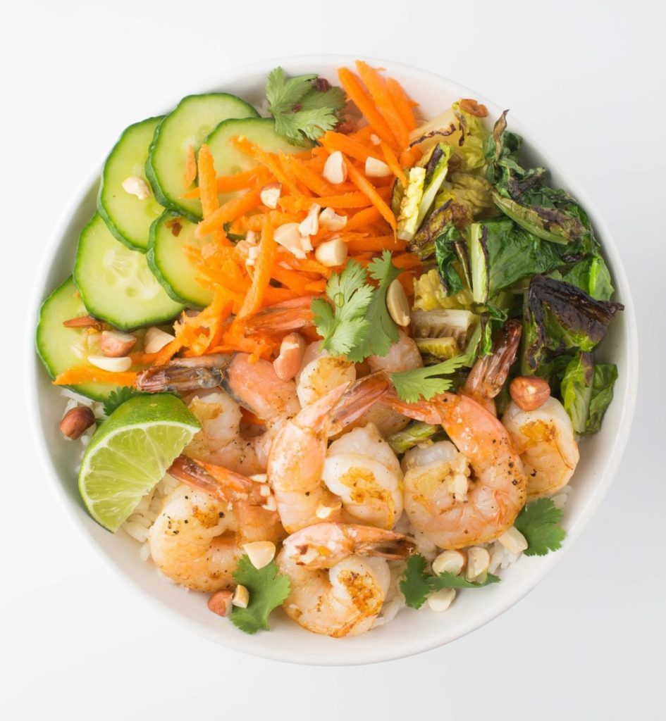 Gluten-Free Charred Shrimp and Lettuce Rice Bowl