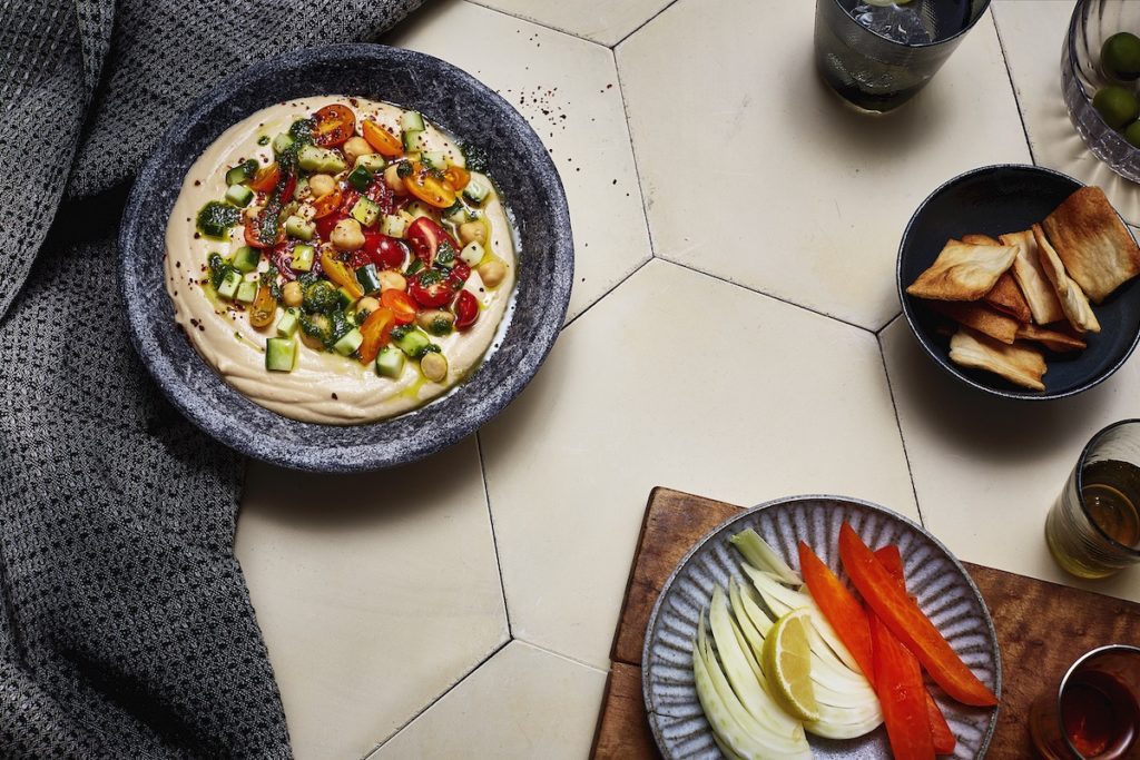 Party Hummus with Herbed Olive Oil and Tomatoes
